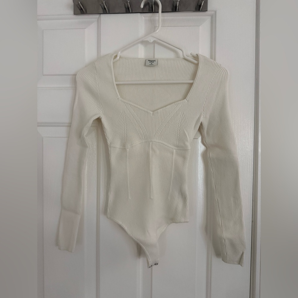 Abercrombie & Fitch Cream Ribbed Bodysuit